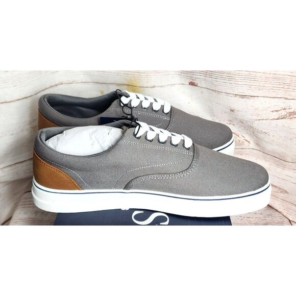 M Chaps Grey Canvas Lace-Up Low Cut Dress/Casual Shoes – Size 10 Versatile Men's - Picture 7 of 11